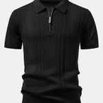 Velira Polo juoda / XS Sukimo Jacquard Megztinis su Užtrauktuku Polo Marškiniai