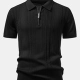 Velira Polo juoda / XS Sukimo Jacquard Megztinis su Užtrauktuku Polo Marškiniai