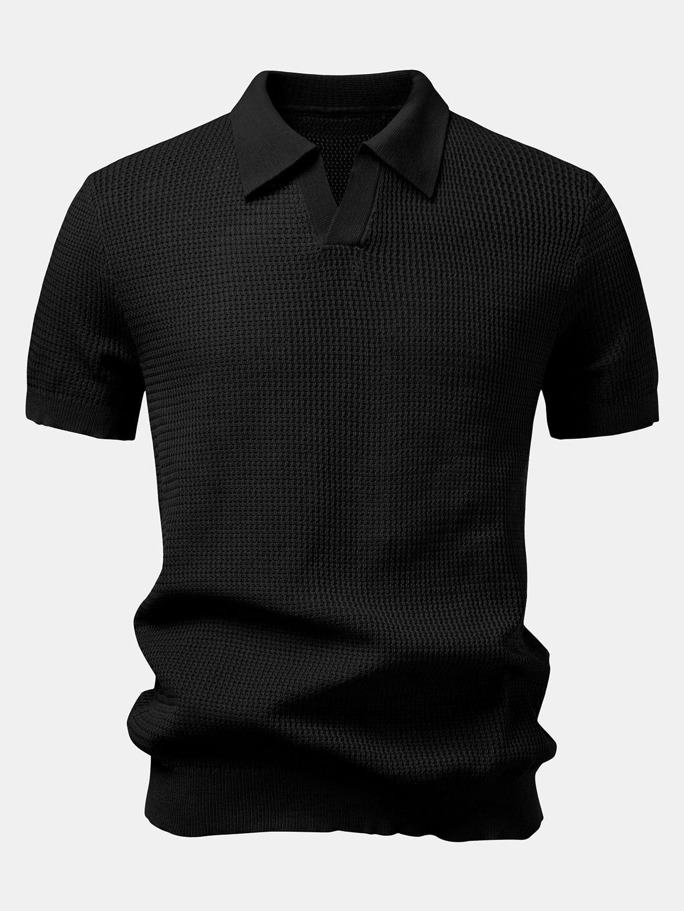 Velira Polo juoda / XS Textūruotas Johnny apykaklės nertas polo