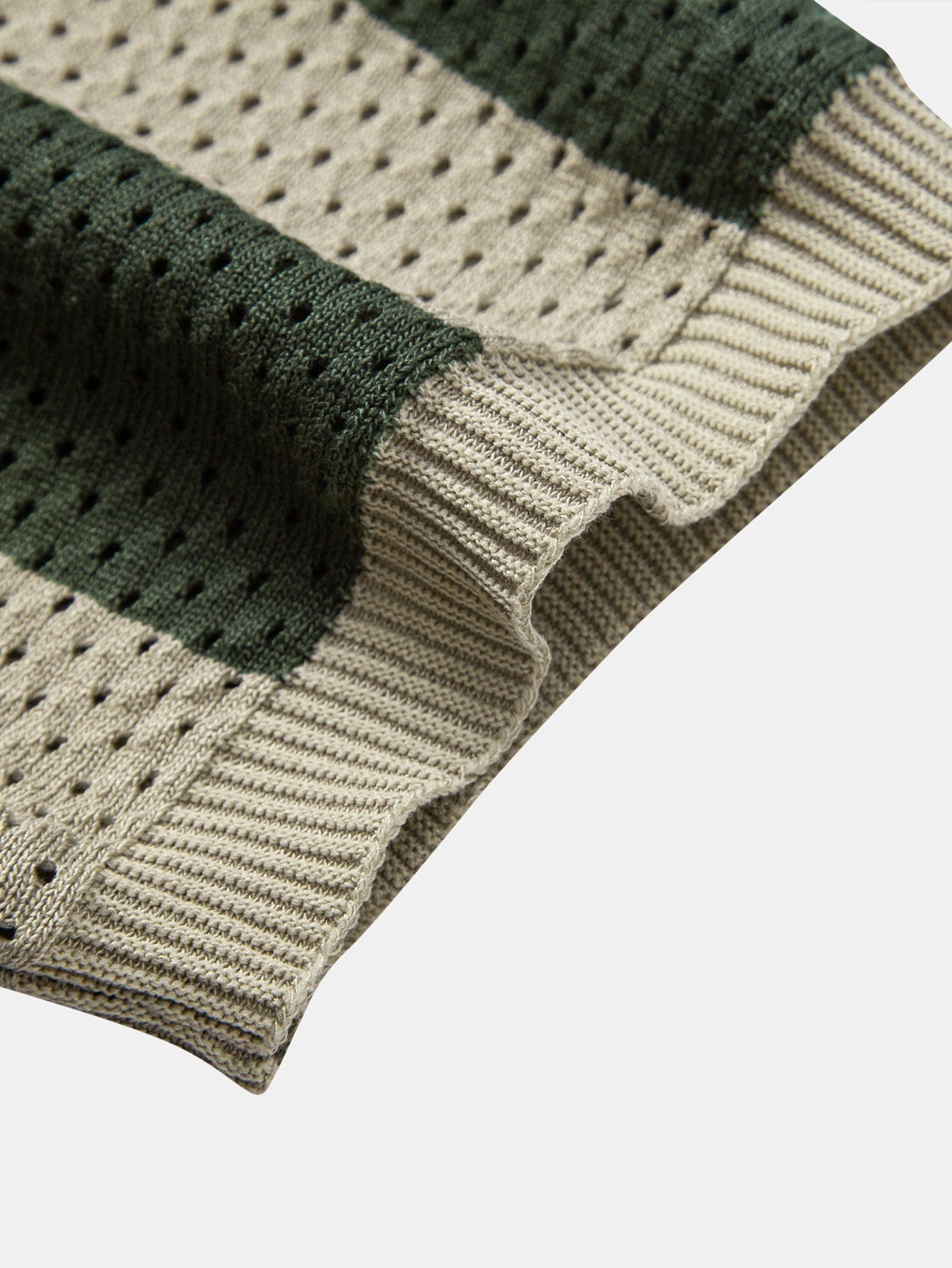 Velira Polo Juostuotas akių mezgimo zip-up polo marškinėliai
