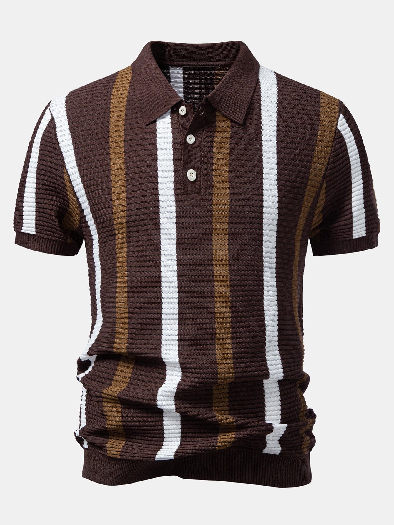 Velira Polo kava / XS Juostuotas tekstūruotas trikotažo polo