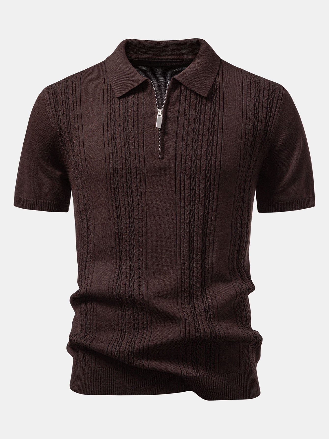 Velira Polo kavos / XS Sukimo Jacquard Megztinis su Užtrauktuku Polo Marškiniai
