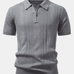 Velira Polo pilka / XS Sukimo Jacquard Megztinis su Užtrauktuku Polo Marškiniai