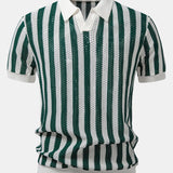 Velira Polo smėlinė / XS Stripe Johnny Collar Open Knit Polo