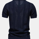 Velira Polo Stripe Hollow Knit V Neck Polo Marškiniai