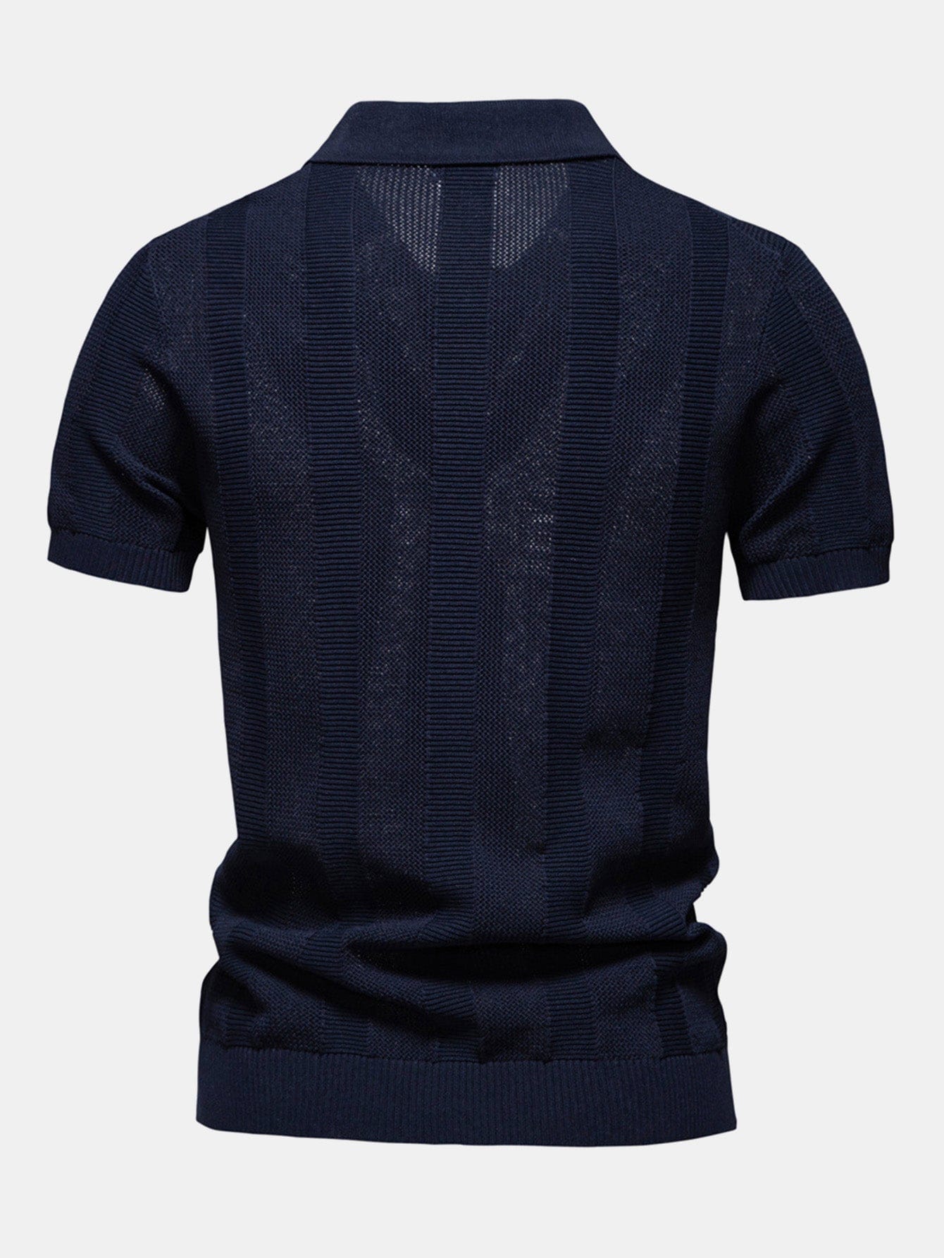 Velira Polo Stripe Hollow Knit V Neck Polo Marškiniai