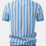 Velira Polo Stripe Johnny Collar Open Knit Polo