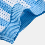Velira Polo Stripe Johnny Collar Open Knit Polo