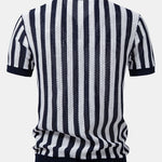 Velira Polo Stripe Johnny Collar Open Knit Polo