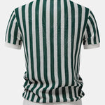 Velira Polo Stripe Johnny Collar Open Knit Polo