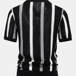 Velira Polo Stripe Knit V Neck Polo Marškiniai