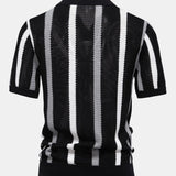 Velira Polo Stripe Knit V Neck Polo Marškiniai