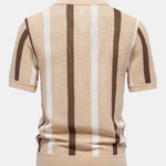 Velira Polo Stripe Knit V Neck Polo Marškiniai