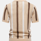 Velira Polo Stripe Knit V Neck Polo Marškiniai