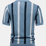 Velira Polo Stripe Knit V Neck Polo Marškiniai