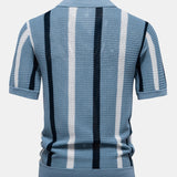 Velira Polo Stripe Knit V Neck Polo Marškiniai