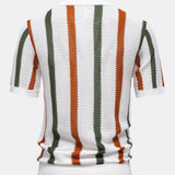 Velira Polo Stripe Knit V Neck Polo Marškiniai