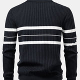 Velira Polo Stripe Zip Knit Ribbed Polo Marškiniai