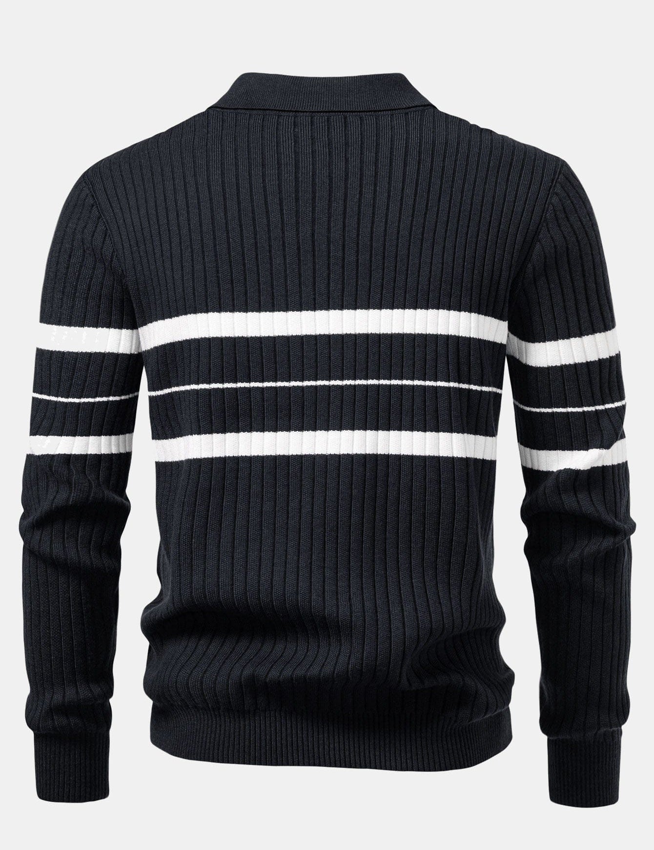 Velira Polo Stripe Zip Knit Ribbed Polo Marškiniai