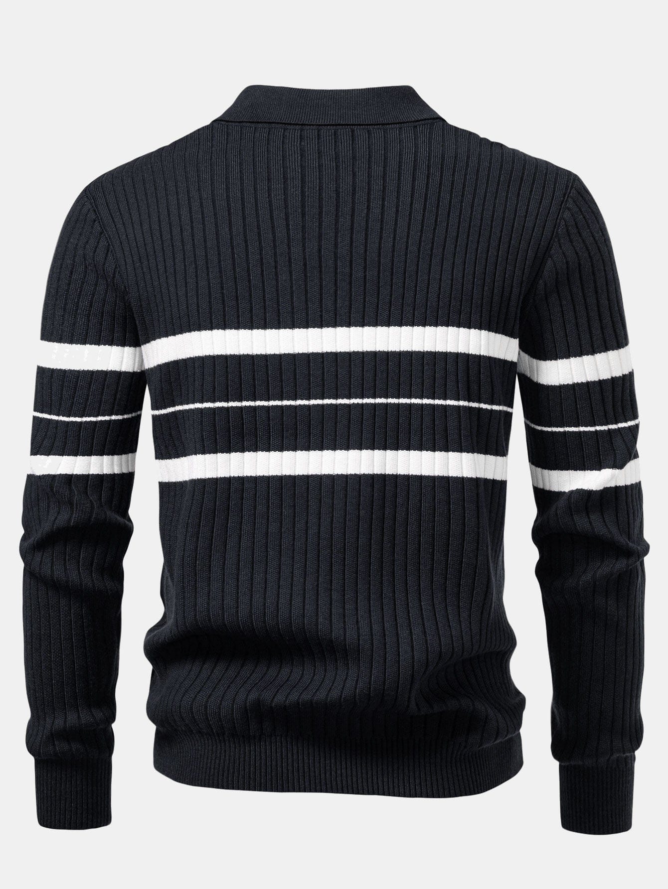 Velira Polo Stripe Zip Knit Ribbed Polo Marškiniai