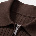 Velira Polo Stripe Zip Knit Ribbed Polo Marškiniai