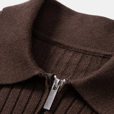 Velira Polo Stripe Zip Knit Ribbed Polo Marškiniai