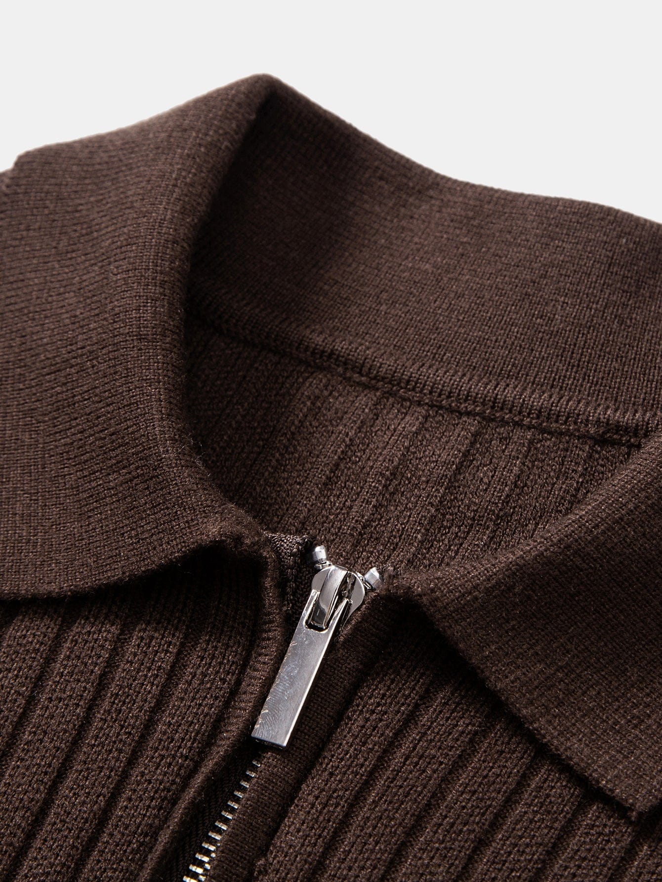 Velira Polo Stripe Zip Knit Ribbed Polo Marškiniai