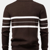 Velira Polo Stripe Zip Knit Ribbed Polo Marškiniai