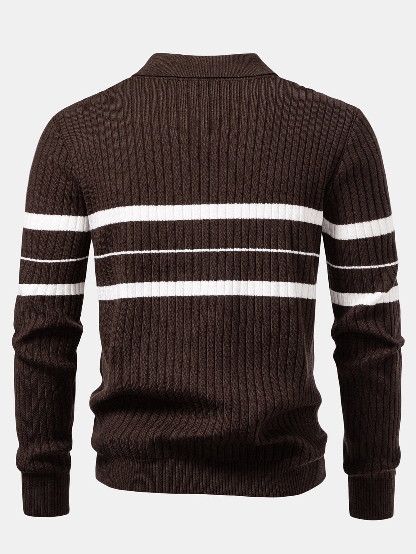 Velira Polo Stripe Zip Knit Ribbed Polo Marškiniai