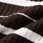 Velira Polo Stripe Zip Knit Ribbed Polo Marškiniai
