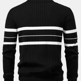 Velira Polo Stripe Zip Knit Ribbed Polo Marškiniai