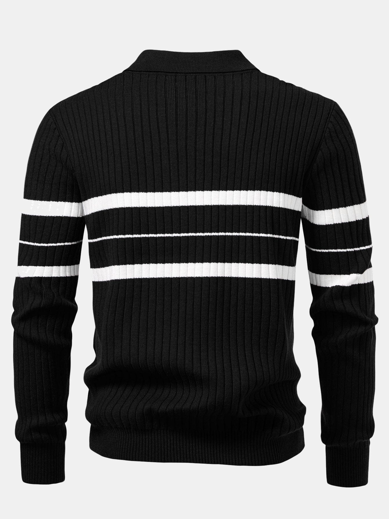 Velira Polo Stripe Zip Knit Ribbed Polo Marškiniai