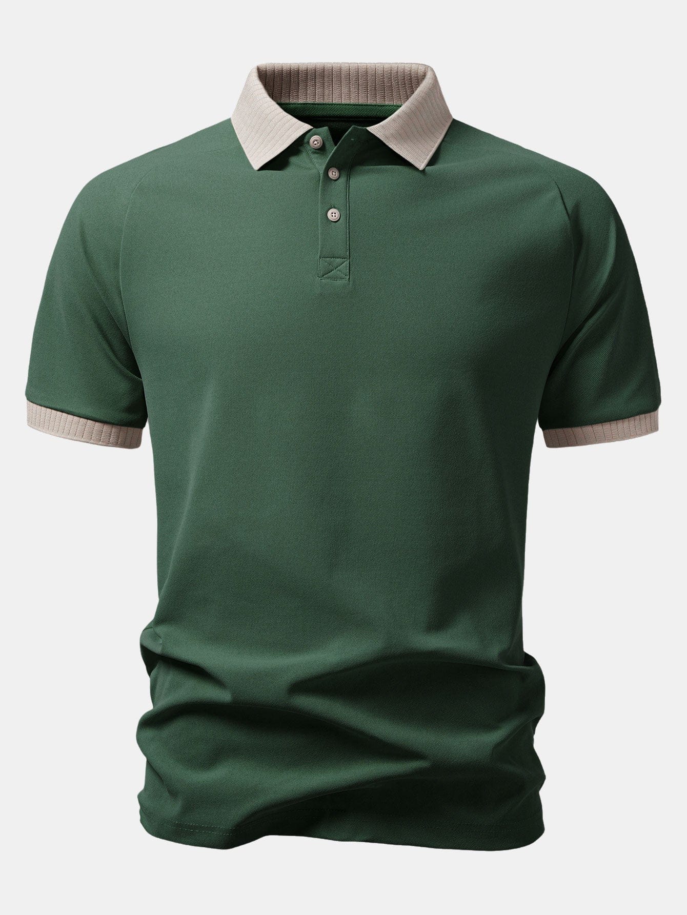 Velira Polo tamsiai žalia / XS Kontrastingas Raglan Rankovė Polo