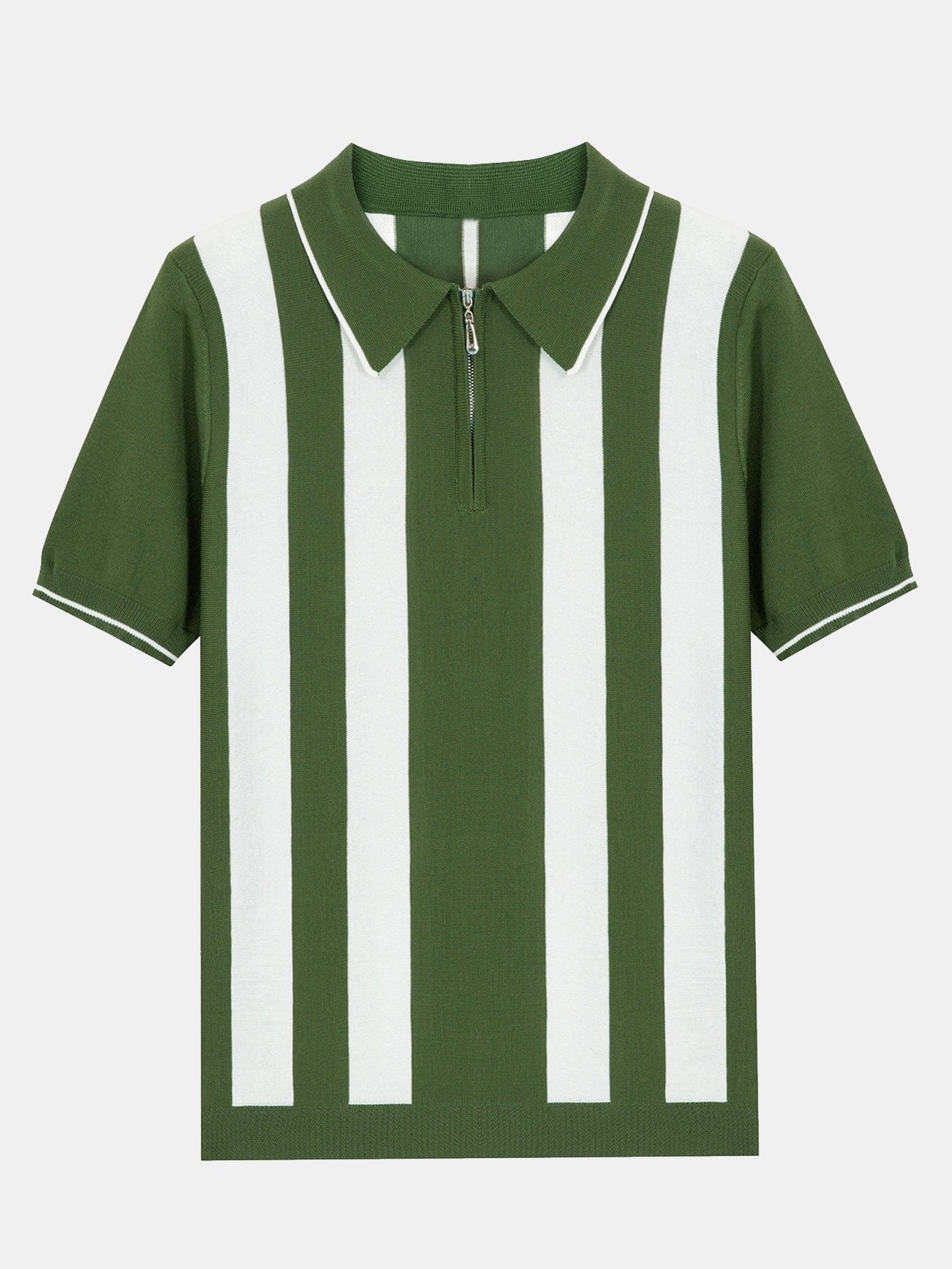 Velira Polo žalia / S Juostuotas zip megztinis polo