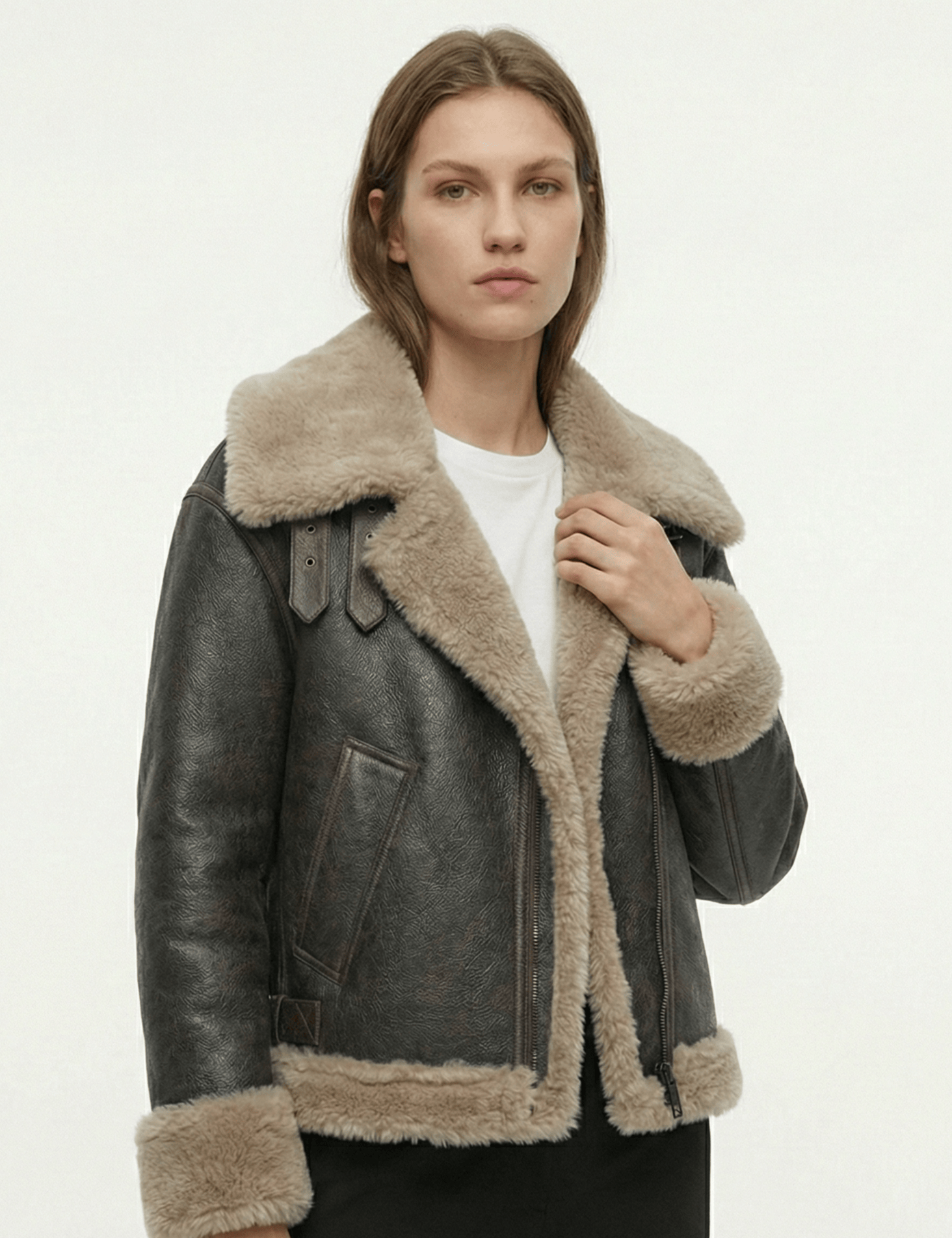 Velira Rio | Faux Shearling Leather Jacket Rio | Dirbtinio kailio odinė striukė