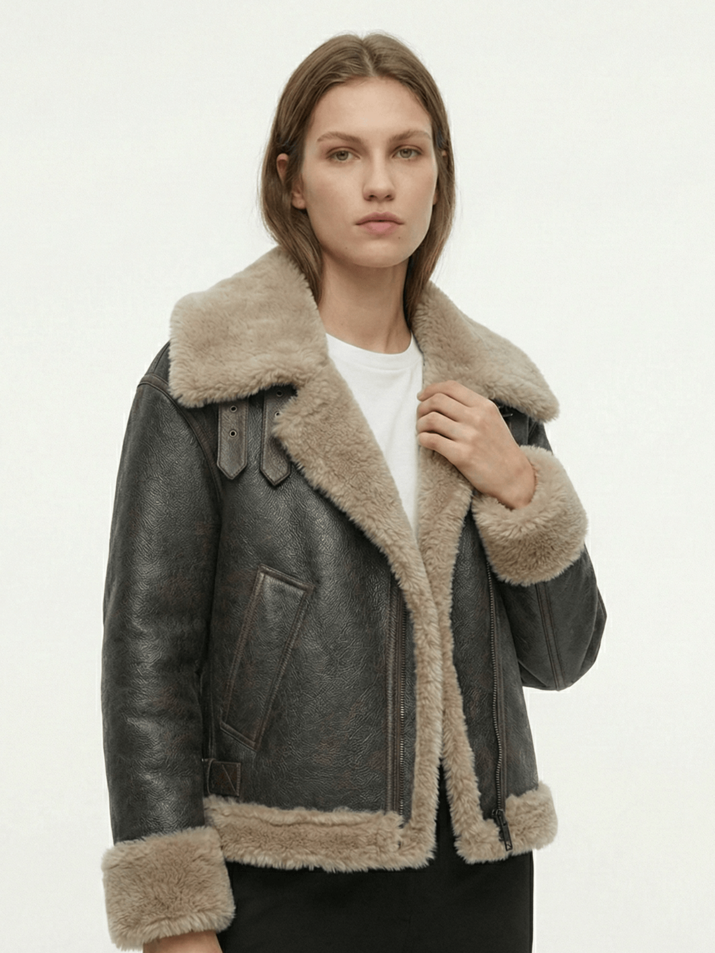 Velira Rio | Faux Shearling Leather Jacket Rio | Dirbtinio kailio odinė striukė