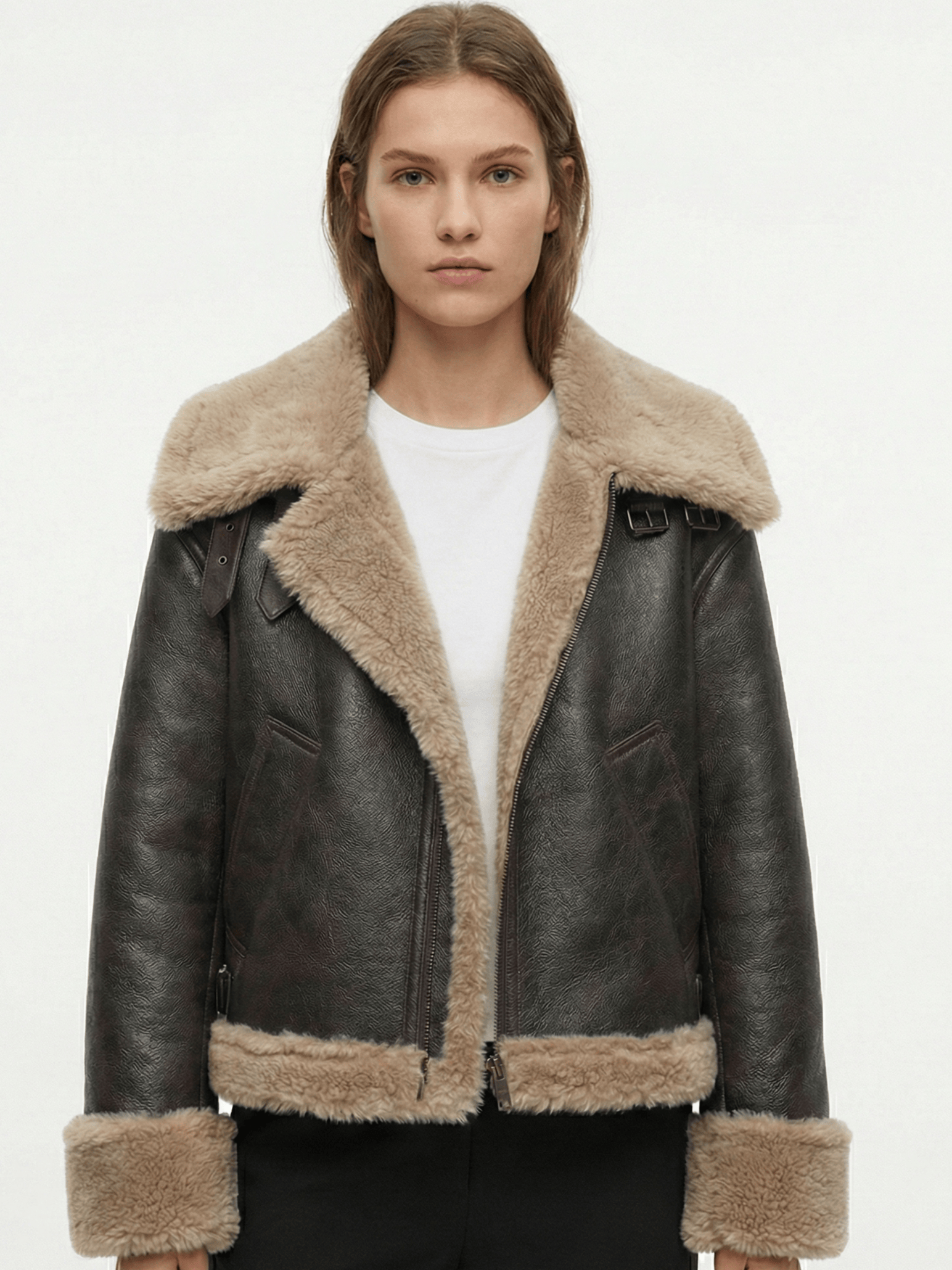 Velira Rio | Faux Shearling Leather Jacket Rio | Dirbtinio kailio odinė striukė