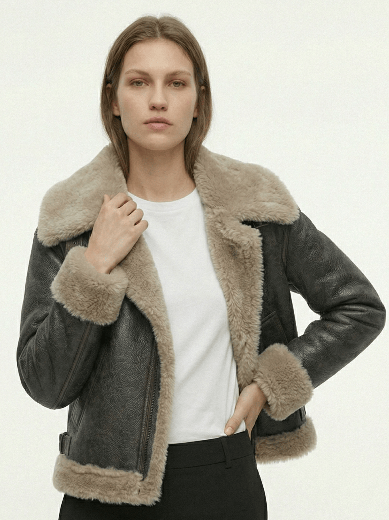 Velira Rio | Faux Shearling Leather Jacket Rio | Dirbtinio kailio odinė striukė