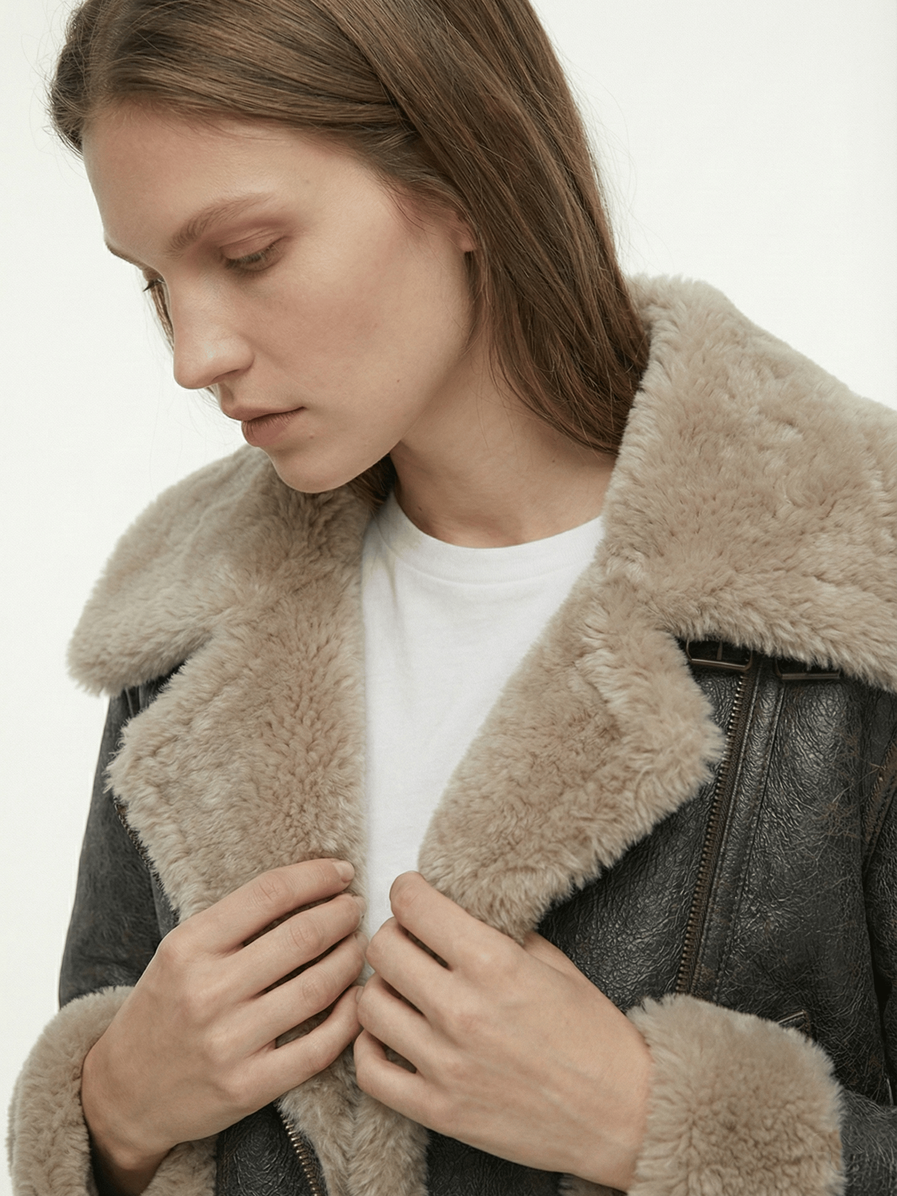 Velira Rio | Faux Shearling Leather Jacket Rio | Dirbtinio kailio odinė striukė
