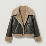 Velira Rio | Faux Shearling Leather Jacket XS / Ruda Rio | Dirbtinio kailio odinė striukė