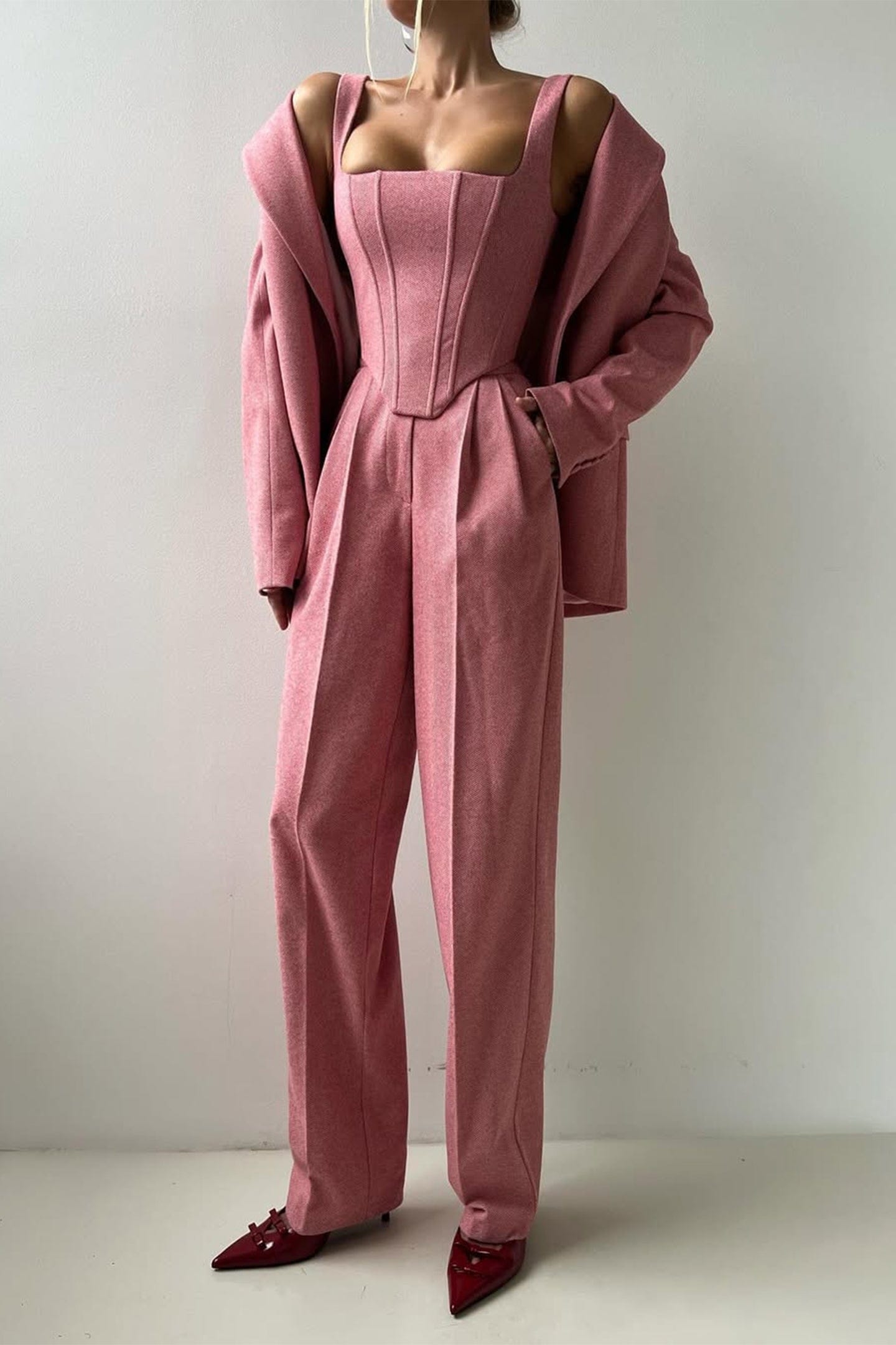 Velira Rožinė / S Elegancija - Trijų dalių komplektas