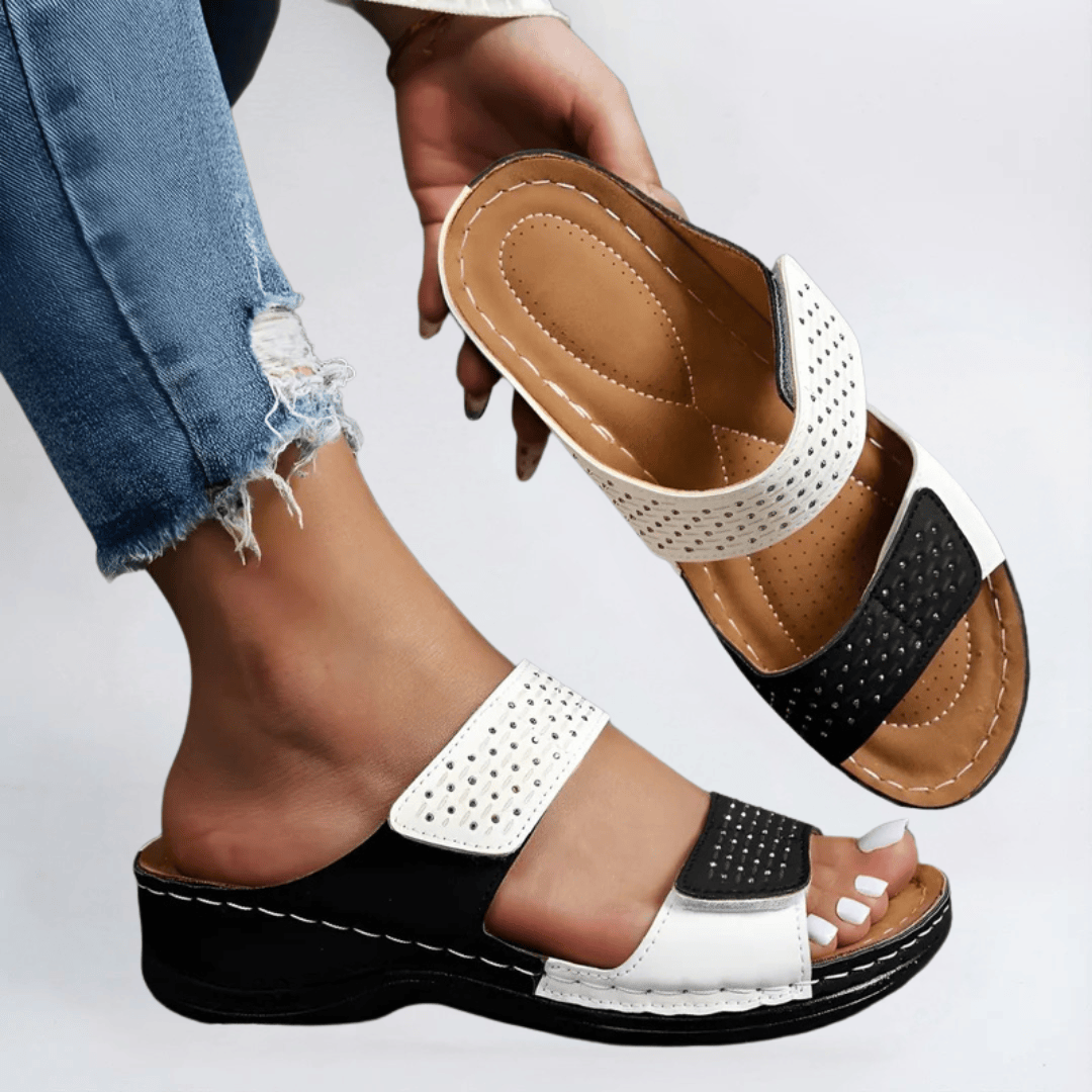 Velira Sandals Juoda Balta / 5 (EU36) Lynn - Elegantiški Ortopediniai Šlepetės
