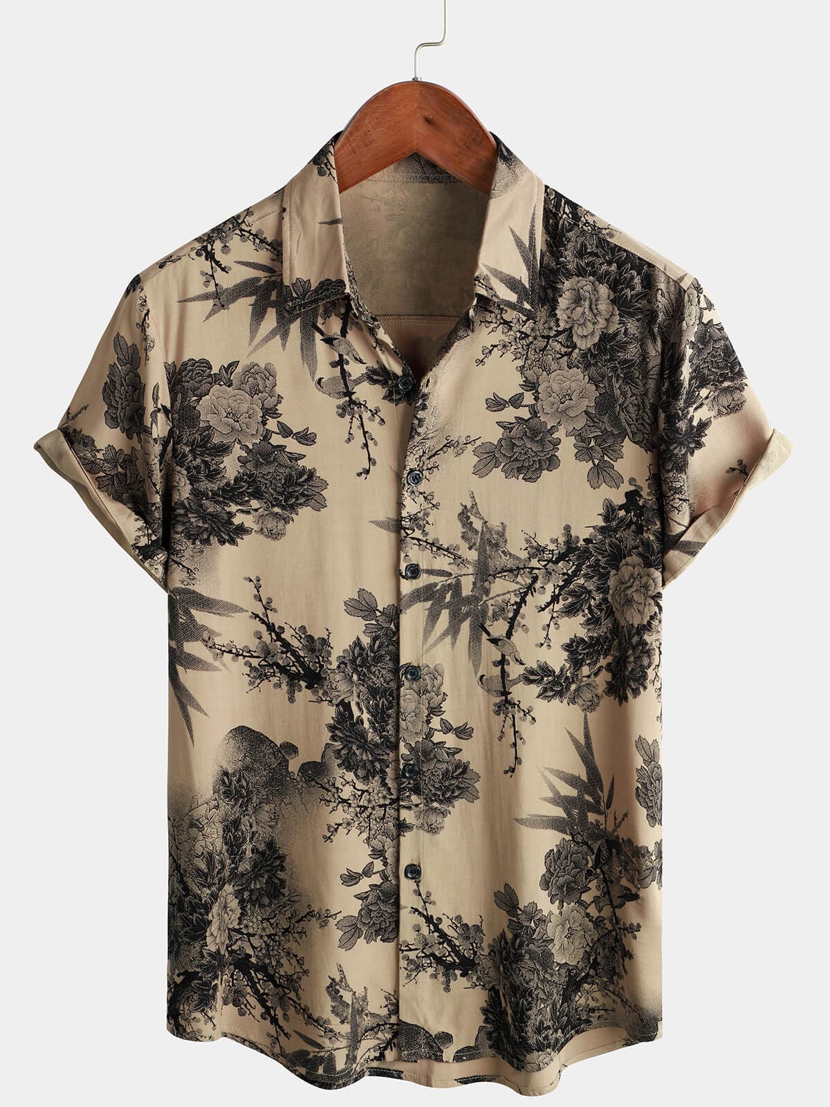 Velira short Chaki / S Vyrų retro trumpas rankovės marškiniai chaki