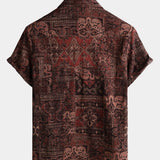 Velira short Vyrų retro atostogų 70-ųjų paisley trumpomis rankovėmis marškiniai