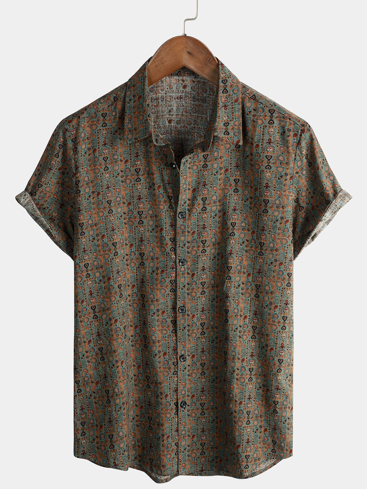 Velira short Žalia / S Vyrų vintage 70-ųjų retro trumpas rankovės marškiniai