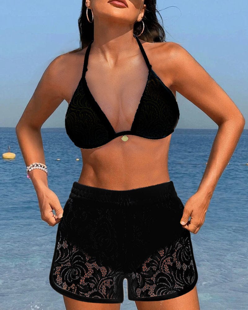 Velira Sofía™ | Elegantiškas lygus nėrinių bikinis