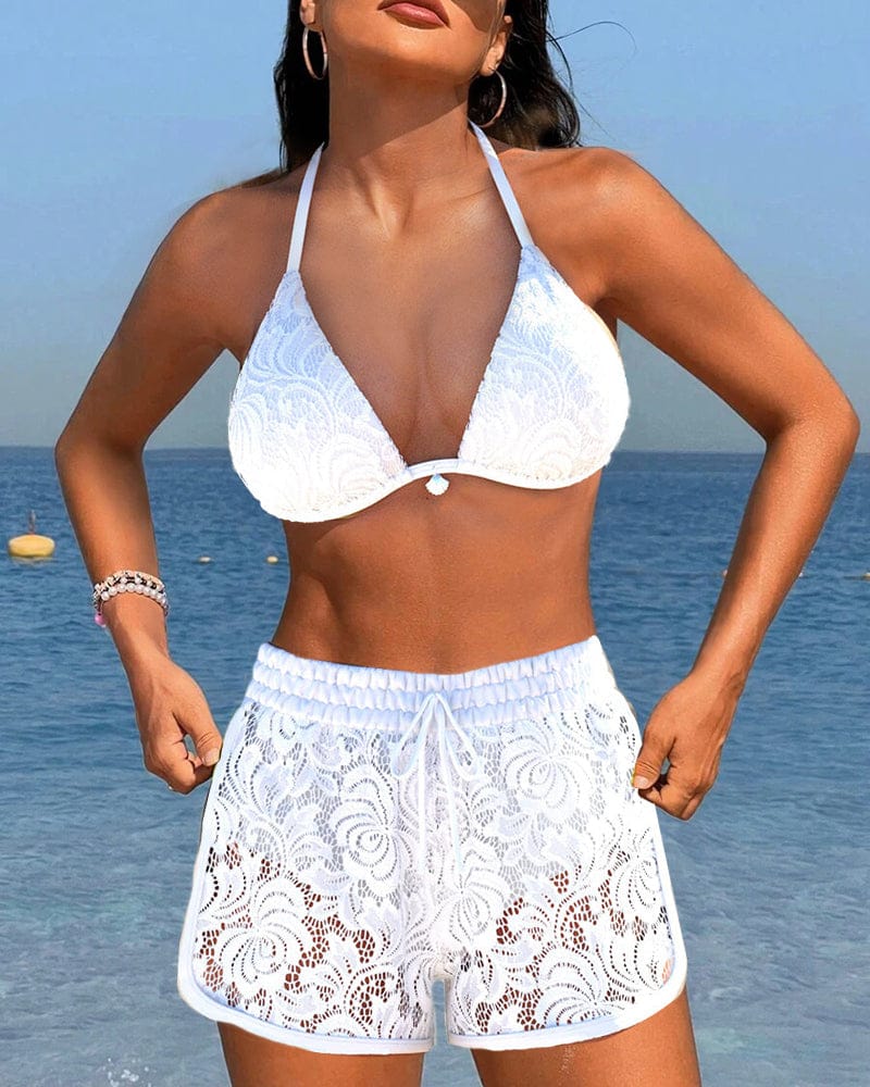 Velira Sofía™ | Elegantiškas lygus nėrinių bikinis