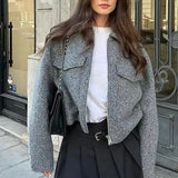 Velira Sophie | Grey Cropped Jacket Sophie | Pilka Trumpa Striukė