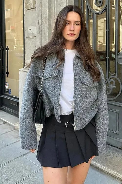 Velira Sophie | Grey Cropped Jacket Sophie | Pilka Trumpa Striukė