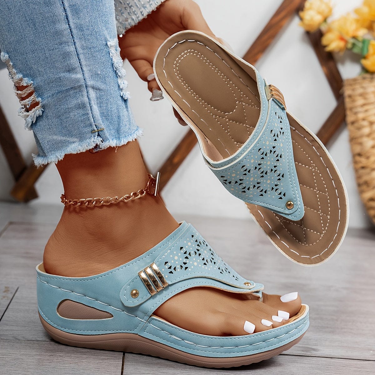 Velira Summer Shoes Šviesiai mėlyna / 5 (EU36) Wendy - Ortopediniai komforto sandalai